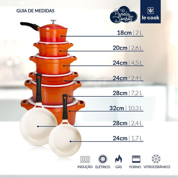 Panela Cerâmica Le Cook 18cm Cabo Destacável Indução Imagem de Panela Cerâmica Le Cook 18cm Cabo Destacável Indução