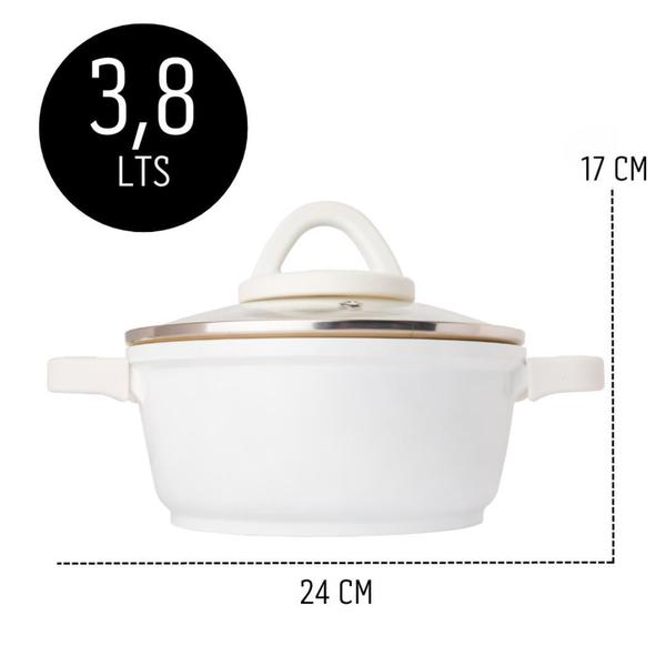 Panela Cook 24Cm Revestimento Cerâmico Bege Tampa De Vidro - Clink Imagem de Panela Cook 24Cm Revestimento Cerâmico Bege Tampa De Vidro