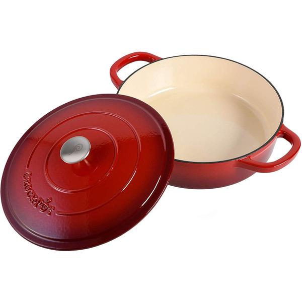 Imagem de Panela de barro Braiser Crock-Pot Ferro fundido esmaltado artesanal 5L vermelho