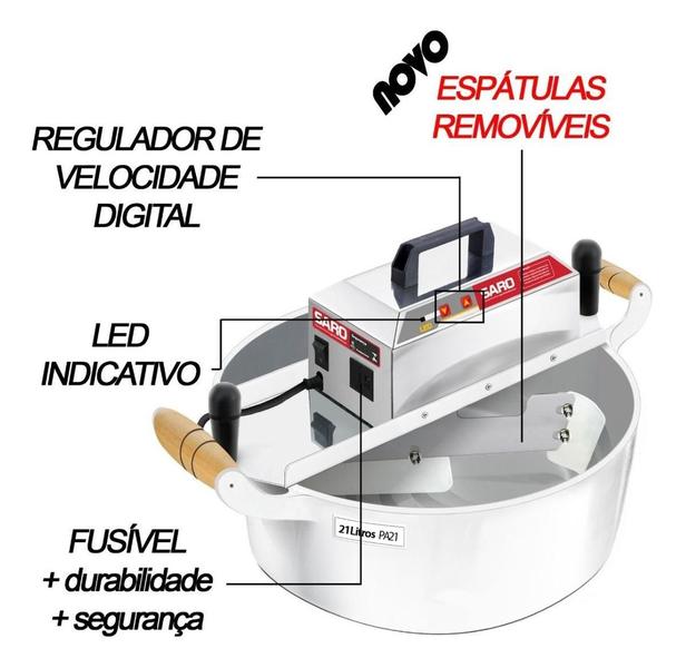 Imagem de Panela De Brigadeiro Elétrica Automática 21 Litros Saro PA21