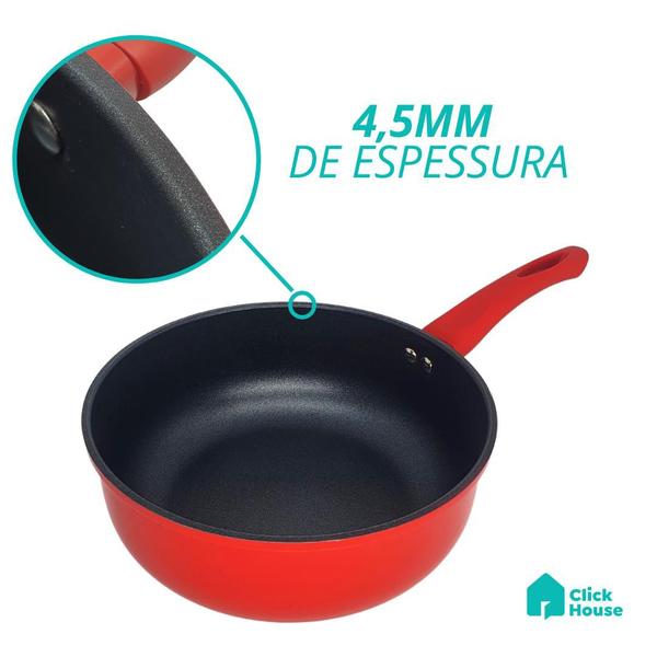 Imagem de Panela De Indução Antiaderente Revestimento Cerâmica Com Tampa Não Gruda 24 cm