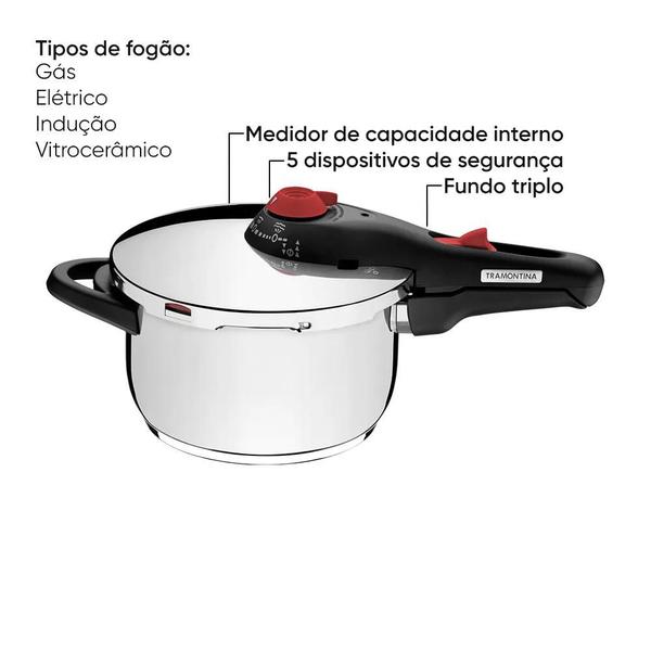 Imagem de Panela De Pressão 22cm 4,5L Aço Inox Solar Tramontina