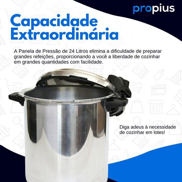 Imagem de Panela de Pressão 24 Litros Com Fechamento Externo Com Válvula Sistema Segurança Hotel Restaurante Versátil Com Apito