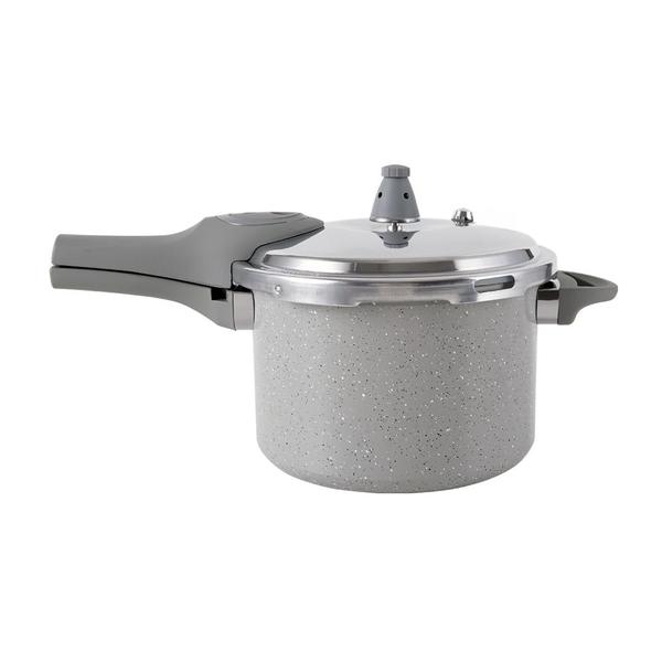 Panela de Pressão 4,2 L Antiaderente Ceramic Life Marble Blend com Indução Cinza Claro - Brinox