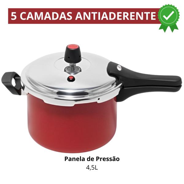 Imagem de Panela de Pressão 4,5 Litros Antiaderente Fechamento Externo  Marcolar