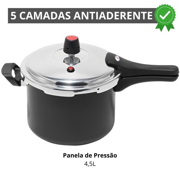 Imagem de Panela de Pressão 4,5 Litros Antiaderente Fechamento Externo  Marcolar