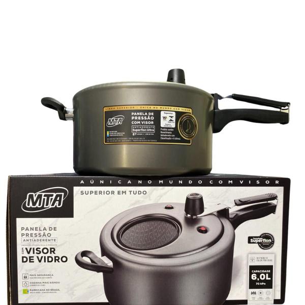 Panela de Pressão 7 Camadas Visor de Vidro 6,0 Litros e 20cm MTA Imagem de Panela de Pressão 7 Camadas Visor de Vidro 6,0 Litros e 20cm MTA