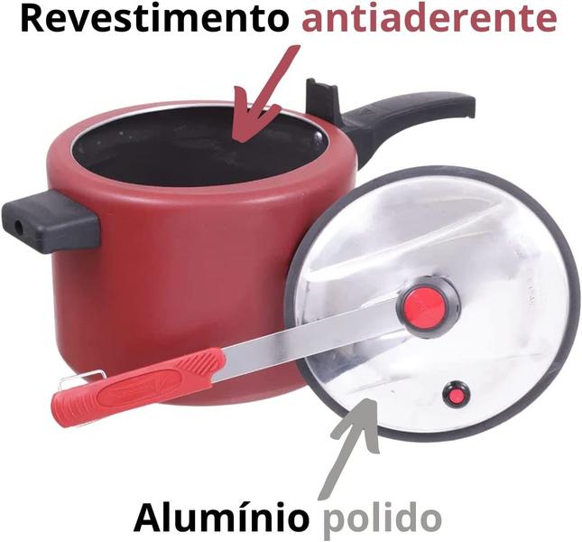 Imagem de Panela De Pressão Alumine Vermelha 4,5 L