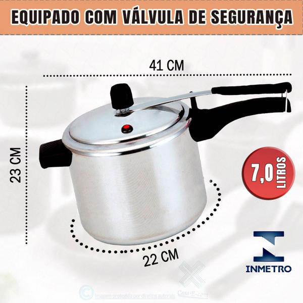 Imagem de Panela De Pressão Alumínio Feijoada Família 7l Legumes Sopas para Almoço selo inmetro