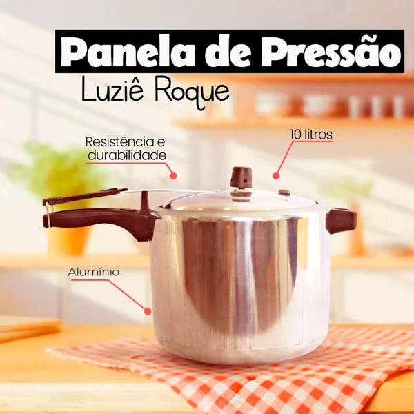 Imagem de Panela De Pressão Alumínio Roque 10 Litros Grande Inmetro