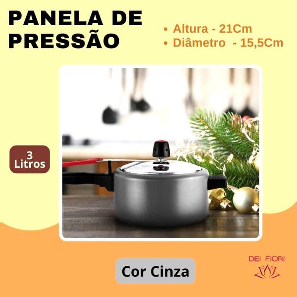 Imagem de Panela de Pressão Antiaderente 3,0 Litros Fechamento Interno Segura Dupla Válvula Não Gruda Top Chef