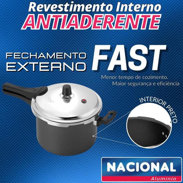 Imagem de Panela De Pressão Antiaderente 4,5L Fechamento Externo Preta - Nacional Alumínio