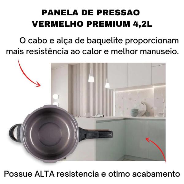 Imagem de Panela de Pressão Antiaderente Brinox Fechamento Externo 4,2L Pressure e Ramekin Potinho