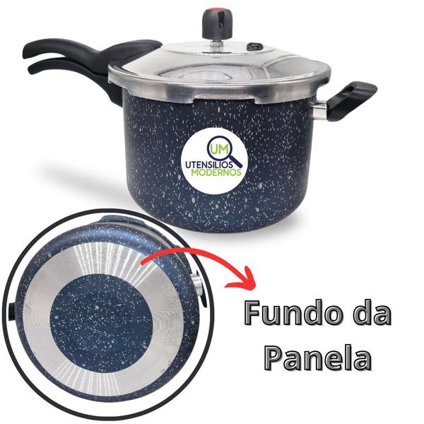 Imagem de Panela de Pressão Antiaderente Fechamento Externo 4,5 L Linha Colore Azul   Tampa de Vidro