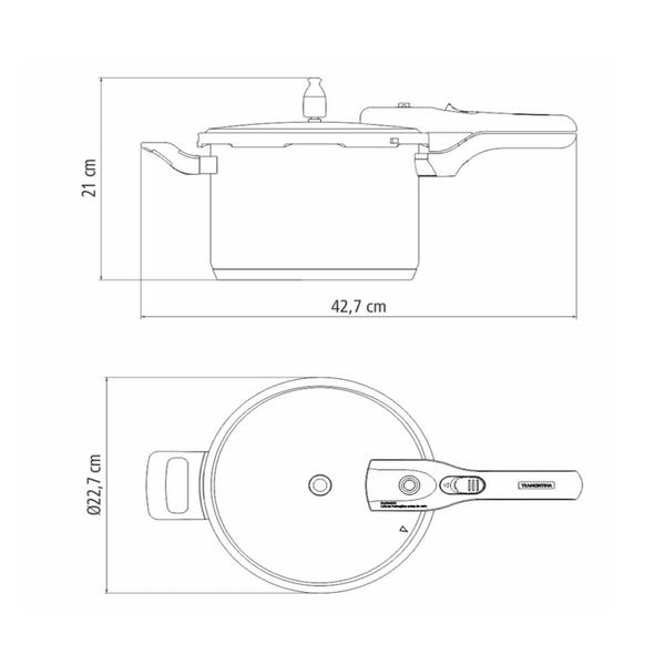 Imagem de Panela de Pressão Brava 20 cm 4,5 L em Aço Inox Fundo Triplo Tramontina 62416/200