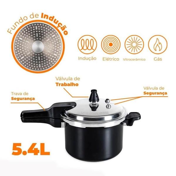 Imagem de Panela de pressao brinox c/ inducao 5,4l ptf - 4954/102