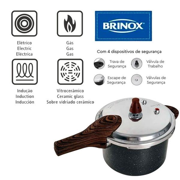 Imagem de Panela de Pressão Brinox Ceramic Life Granito Antiaderente Cerâmico Fundo de Indução 4,2 Litros