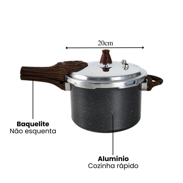 Imagem de Panela de Pressão Ceramic Life Pressure Cinza granito Indução 4,2l Brinox