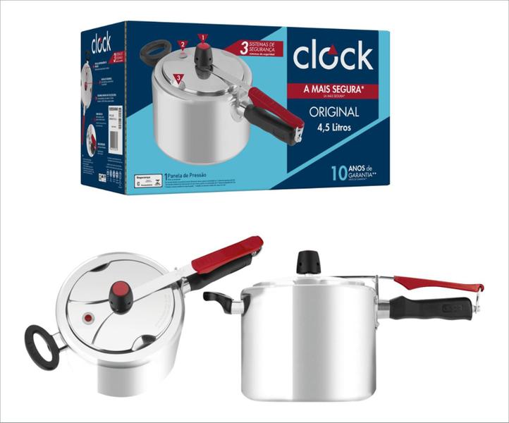 Panela De Pressão Clock Polida Fechamento Interno 4,5L - Ofertamo Imagem de Panela De Pressão Clock Polida Fechamento Interno 4,5L