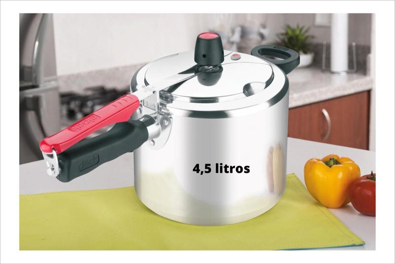 Panela De Pressão Clock Polida Fechamento Interno 4,5L - Ofertamo Imagem de Panela De Pressão Clock Polida Fechamento Interno 4,5L