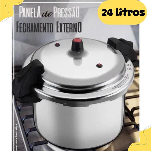 Imagem de Panela de Pressão com Fechamento Externo 24 Litros Restaurante Bar Escola Pensão Buffet Marmitaria