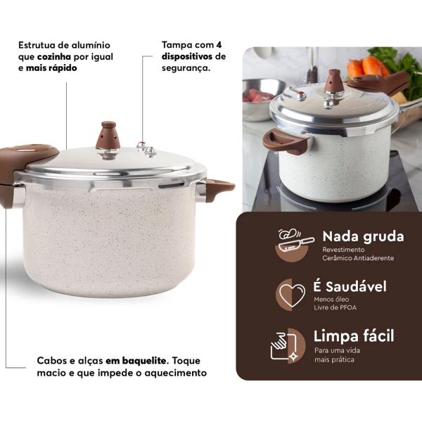 Imagem de Panela de Pressão Com Indução Brinox Pressure 4,2 L - Vanilla