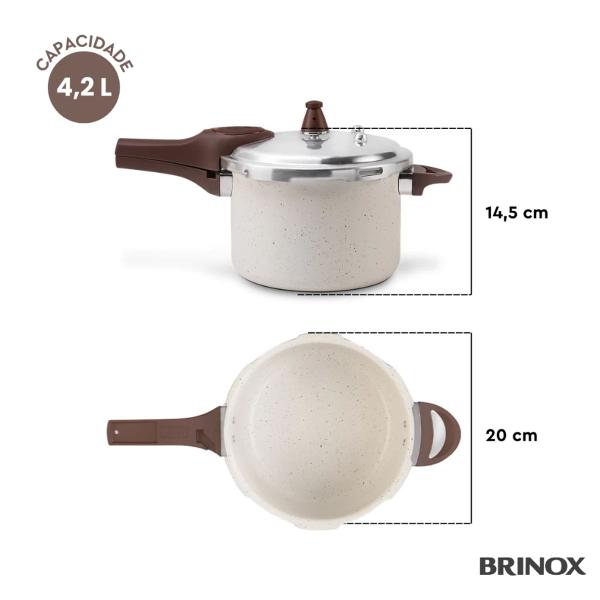 Imagem de Panela de Pressão Com Indução Brinox Pressure 4,2 L - Vanilla