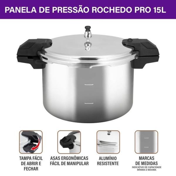 Imagem de Panela de Pressão de Alta Capacidade Pro 15L Rochedo