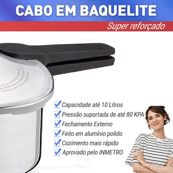 Imagem de Panela De Pressão Elegante 10L Premium Alumínio Almoço Família Selo Inmetro