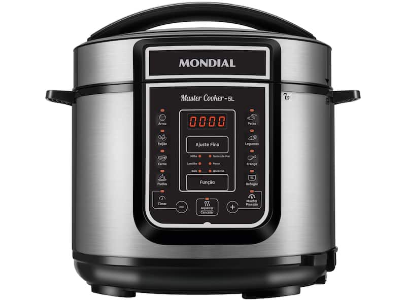 Panela de Pressão Elétrica 5 Litros Mondial Master Cooker PE38 Preta com Prata 127V Panela de Pressão Elétrica 5 Litros Mondial Master Cooker PE38 Preta com Prata 127V