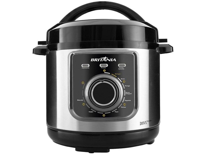 Panela de Pressão Elétrica Britânia Multifuncional BPP01PI 700W 3L Panela de Pressão Elétrica Britânia Multifuncional BPP01PI 700W 3L