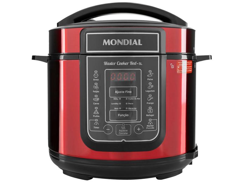 Panela de Pressão Elétrica Digital Mondial - 5L 900W Master Cooker Red PE-39 Panela de Pressão Elétrica Digital Mondial - 5L 900W Master Cooker Red PE-39