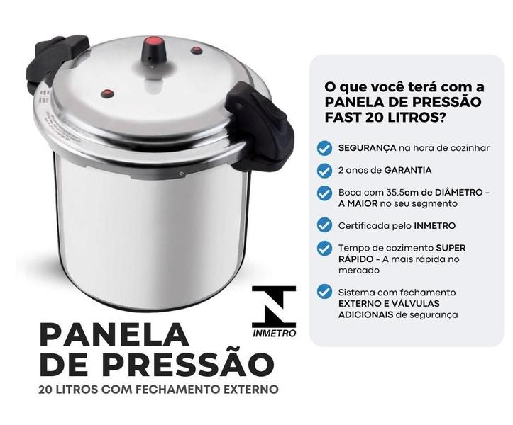 Imagem de Panela De Pressão Fechamento Externo Profissional 20 Litros