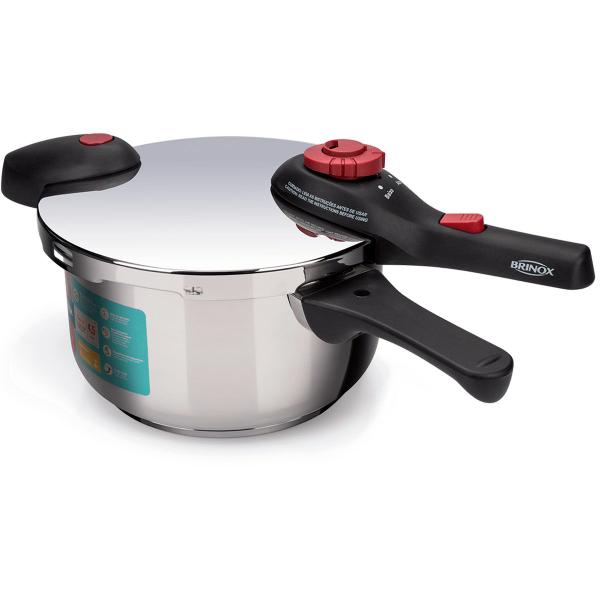 Panela de Pressão Fundo Triplo Indução 22cm Supra Brinox em Aço Inox - 4,5 L Imagem de Panela de Pressão Fundo Triplo Indução 22cm Supra Brinox em Aço Inox - 4,5 L