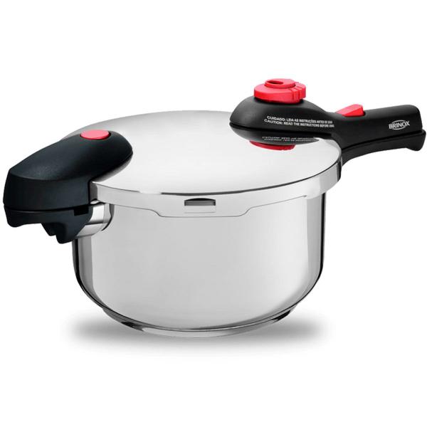 Panela de Pressão Fundo Triplo Indução 22cm Supra Brinox em Aço Inox - 4,5 L Imagem de Panela de Pressão Fundo Triplo Indução 22cm Supra Brinox em Aço Inox - 4,5 L