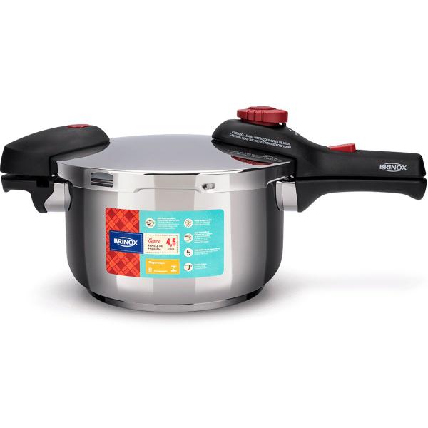 Panela de Pressão Fundo Triplo Indução 22cm Supra Brinox em Aço Inox - 4,5 L Imagem de Panela de Pressão Fundo Triplo Indução 22cm Supra Brinox em Aço Inox - 4,5 L