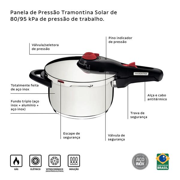 Imagem de Panela De Pressão Fundo Triplo Tramontina Solar 62516223 6L Inox