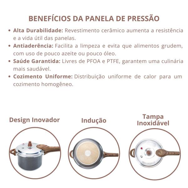 Imagem de Panela de Pressão Indução 4.2 Litros Revestimento Cerâmico Premium Brinox + Concha Nylon 