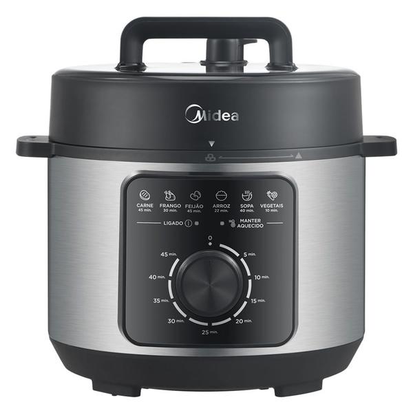 Panela de Pressão Mecânica Preta e Inox 4L Midea Panela de Pressão Mecânica Preta e Inox 4L Midea