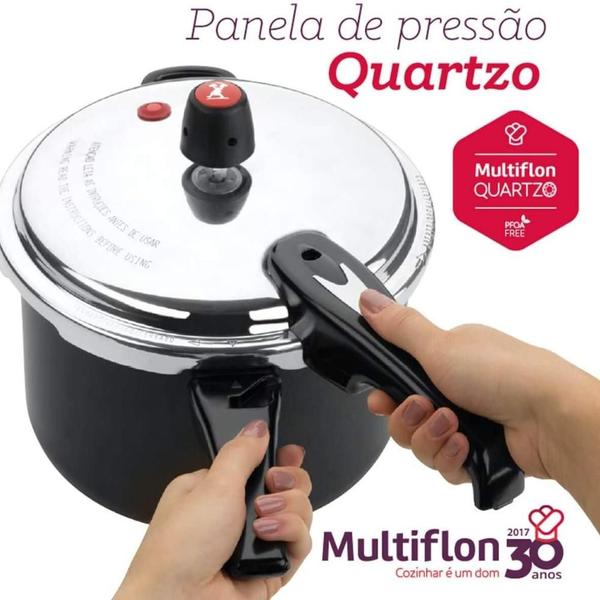 Imagem de Panela de Pressão Multiflon Quartzo Antiaderente 4,5L Preta