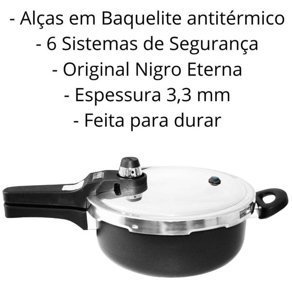 Panela de Pressão Pequena Nigro Eterna Antiaderente 3 Litros - Prática, Segura e Econômica Imagem de Panela de Pressão Pequena Nigro Eterna Antiaderente 3 Litros - Prática, Segura e Econômica