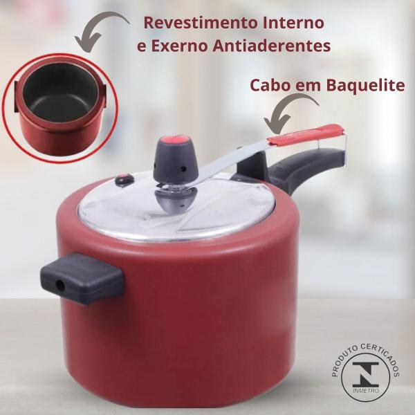 Imagem de Panela De Pressão Premium Antiaderente Teflon Inmetro 4,5 L