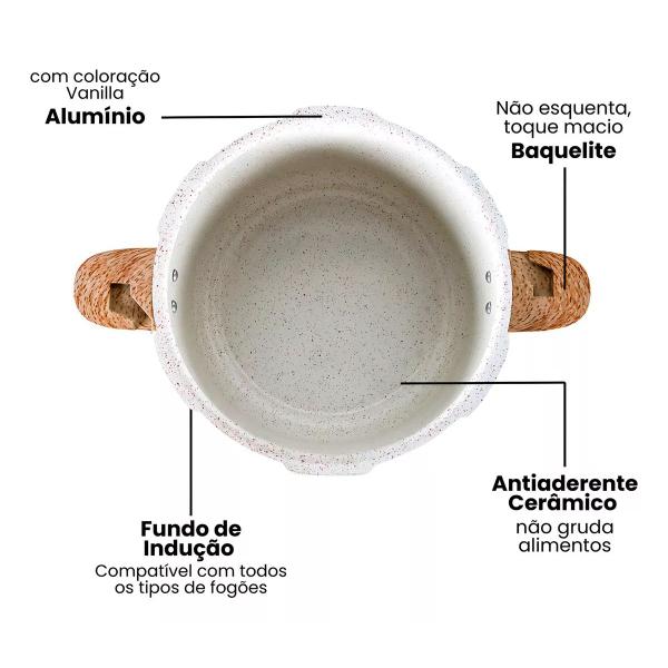 Imagem de Panela de Pressão Pressure 5,4 Litros Revestimento Cerâmico Fundo de Indução Brinox - Vanilla