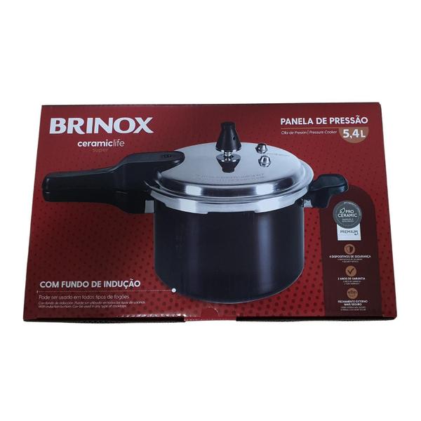 Imagem de Panela de Pressão Preta Indução Super de 5,4L BRINOX