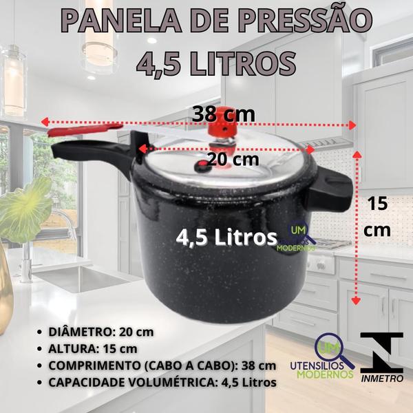 Imagem de Panela de Pressão Preto Liso 4,5 L Aluminio Alegrete