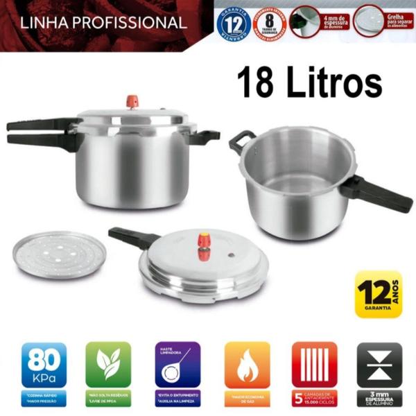 Panela de Pressão Profissional 18L Fechamento Externo com Cabo - Eirilar Imagem de Panela de Pressão Profissional 18L Fechamento Externo com Cabo