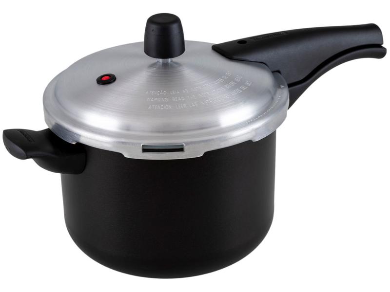 Panela de Pressão Tramontina Antiaderente 4,5L Preto e Prata Vancouver Effect Panela de Pressão Tramontina Antiaderente 4,5L Preto e Prata Vancouver Effect