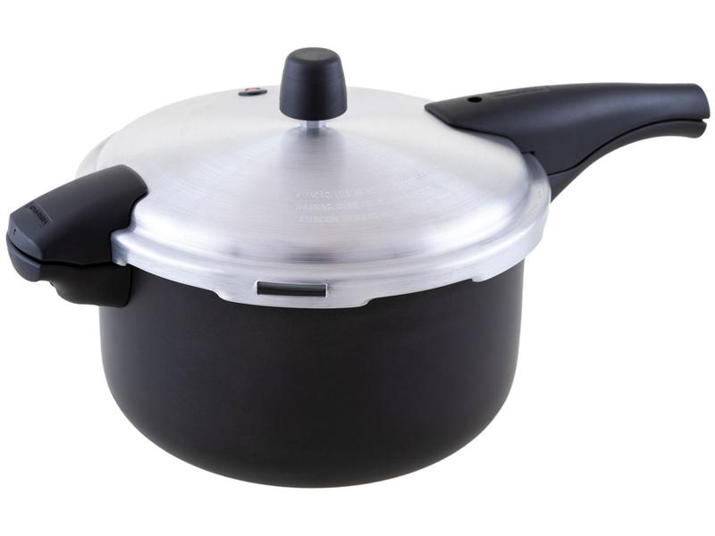 Panela de Pressão Tramontina Antiaderente 6L Preto e Prata Vancouver Effect Panela de Pressão Tramontina Antiaderente 6L Preto e Prata Vancouver Effect