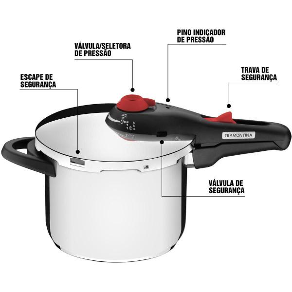 Panela De Pressão Tramontina Inox Fundo Triplo Solar 4,5L Imagem de Panela De Pressão Tramontina Inox Fundo Triplo Solar 4,5L