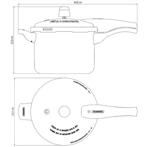 Imagem de Panela De Pressão Tramontina Vancouver em Alumínio 4,5L Revestimento Antiaderente